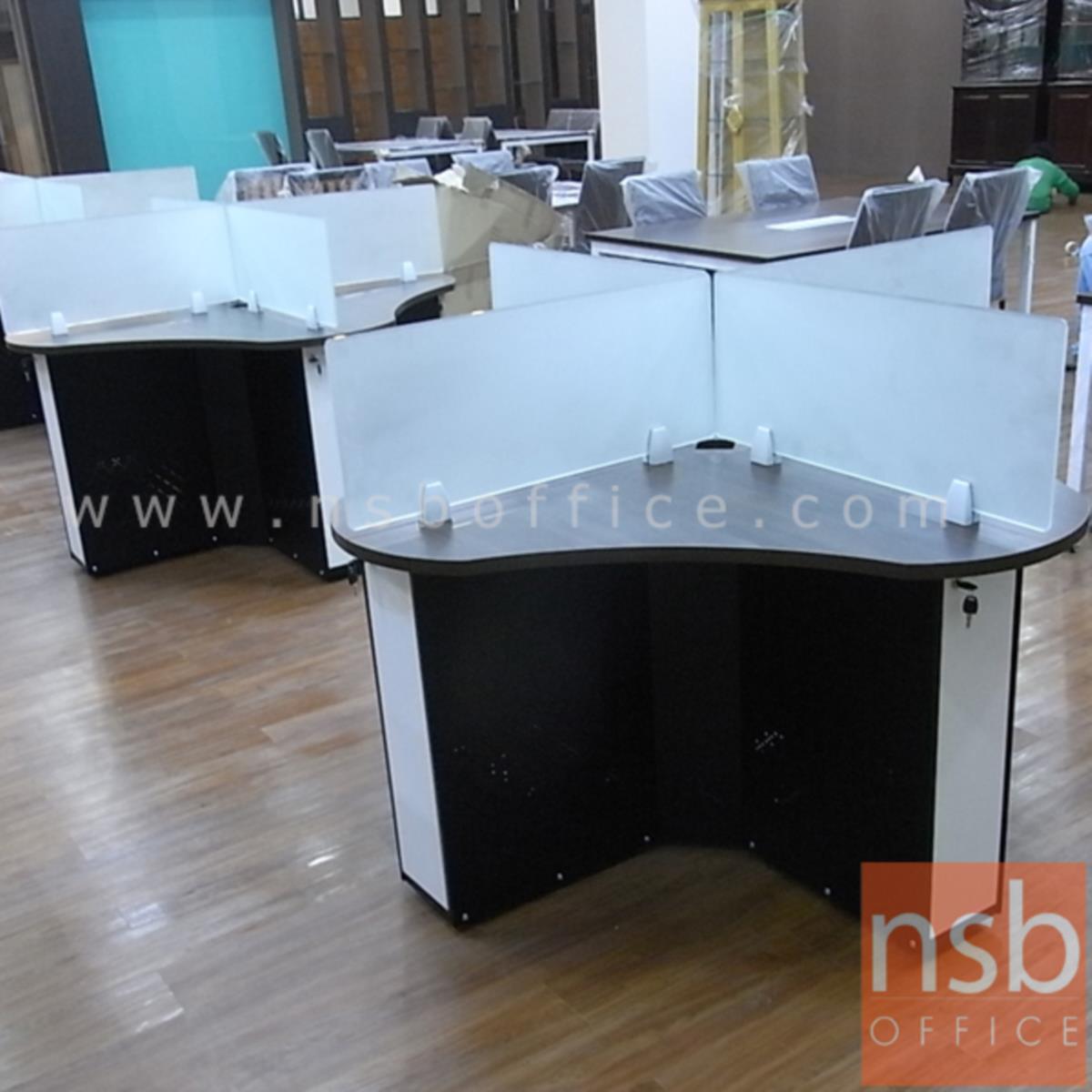 A04A162:ชุดโต๊ะทำงานกลุ่ม 4 ที่นั่ง   ขนาด 150W, 180W cm. พร้อมมินิสกรีนกระจก 