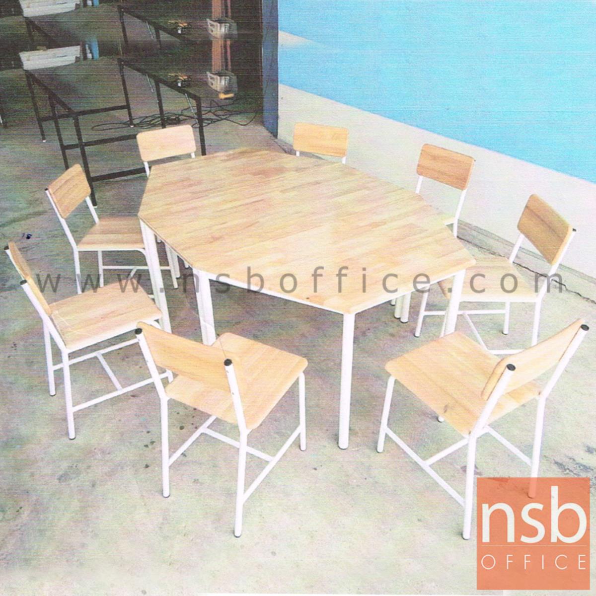 โต๊ะกิจกรรมเด็ก รุ่น LEARNIG แปดเหลี่ยม (ประกอบด้วยโต๊ะสี่เหลี่ยมและคางหมู) โครงขาสีขาว