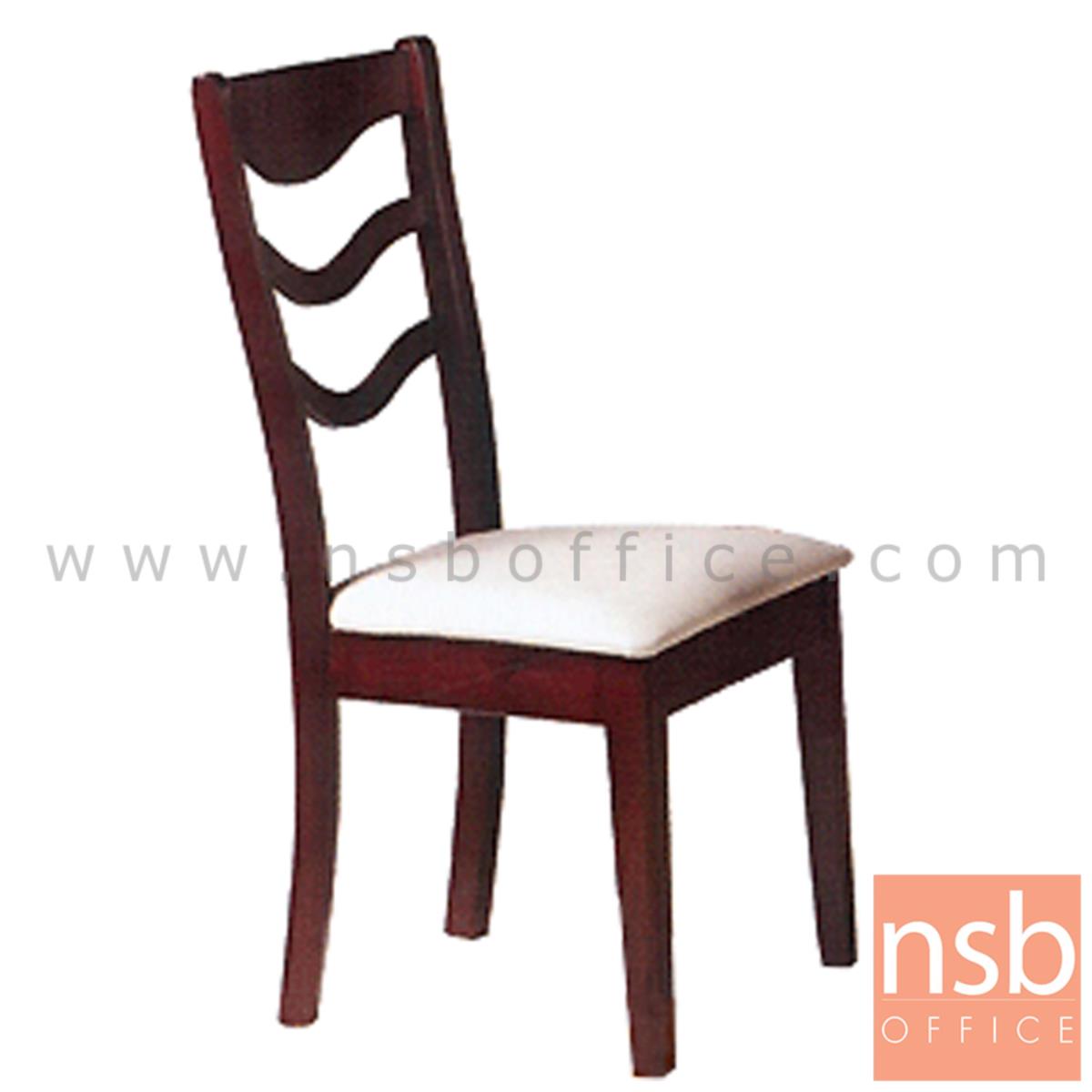 G14A048:เก้าอี้ไม้ยางพาราที่นั่งหุ้มหนังเทียม รุ่น Preston (เพรสตัน) ขาไม้ 