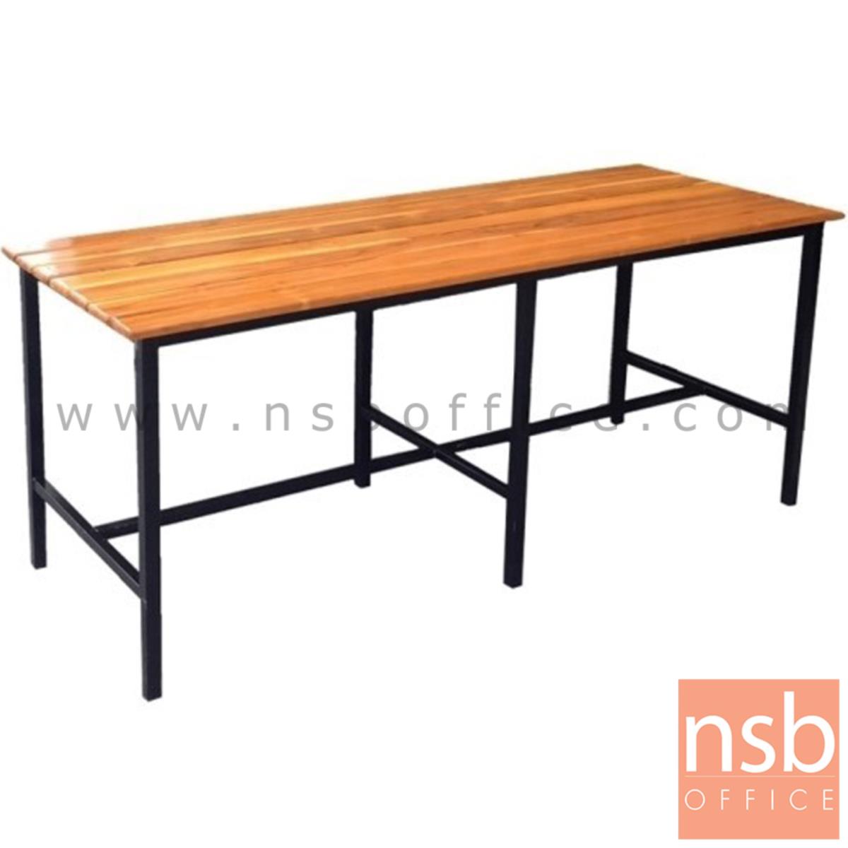 A17A086:โต๊ะโรงอาหารไม้สักตีระแนง รุ่น UTAH (ยูทาร์) ขนาด 180W cm. ขาเหล็ก