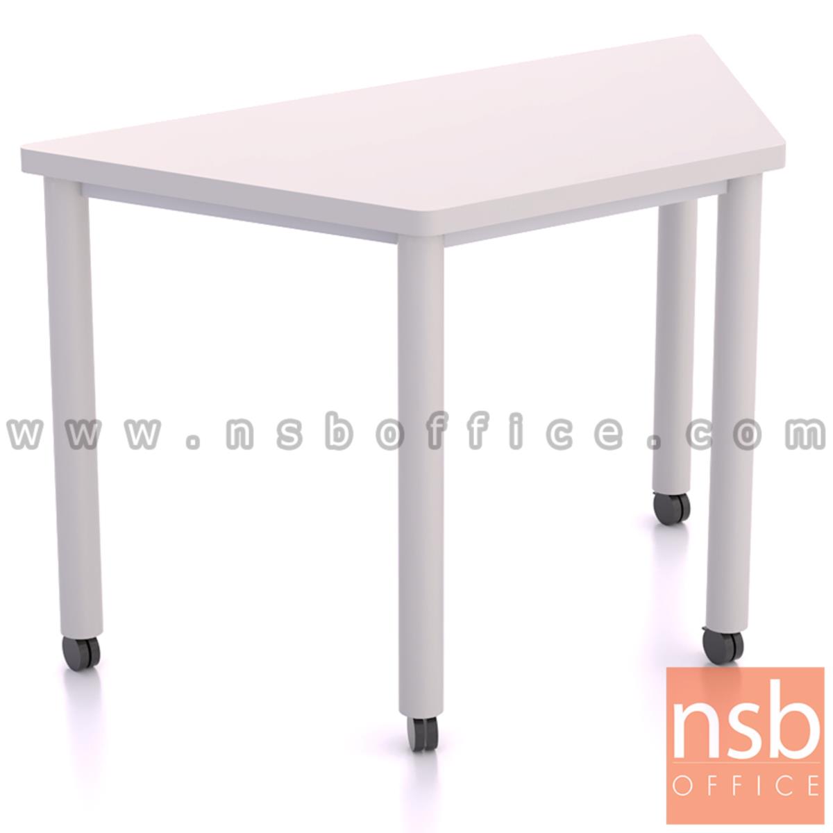 B30A062:โต๊ะทำงานทรงคางหมูล้อเลื่อน รุ่น Malfoy (มัลฟอย) ขนาด  120W cm. โครงขาสีขาว 