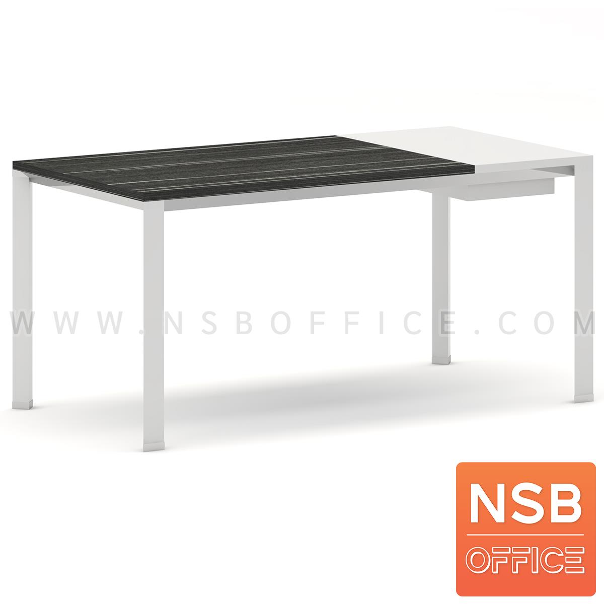 A28A001:โต๊ะผู้บริหารทรงสี่เหลี่ยมทูโทน รุ่น HB-DK02-1680  ขนาด 160W cm.  ขาเหล็กสีขาว