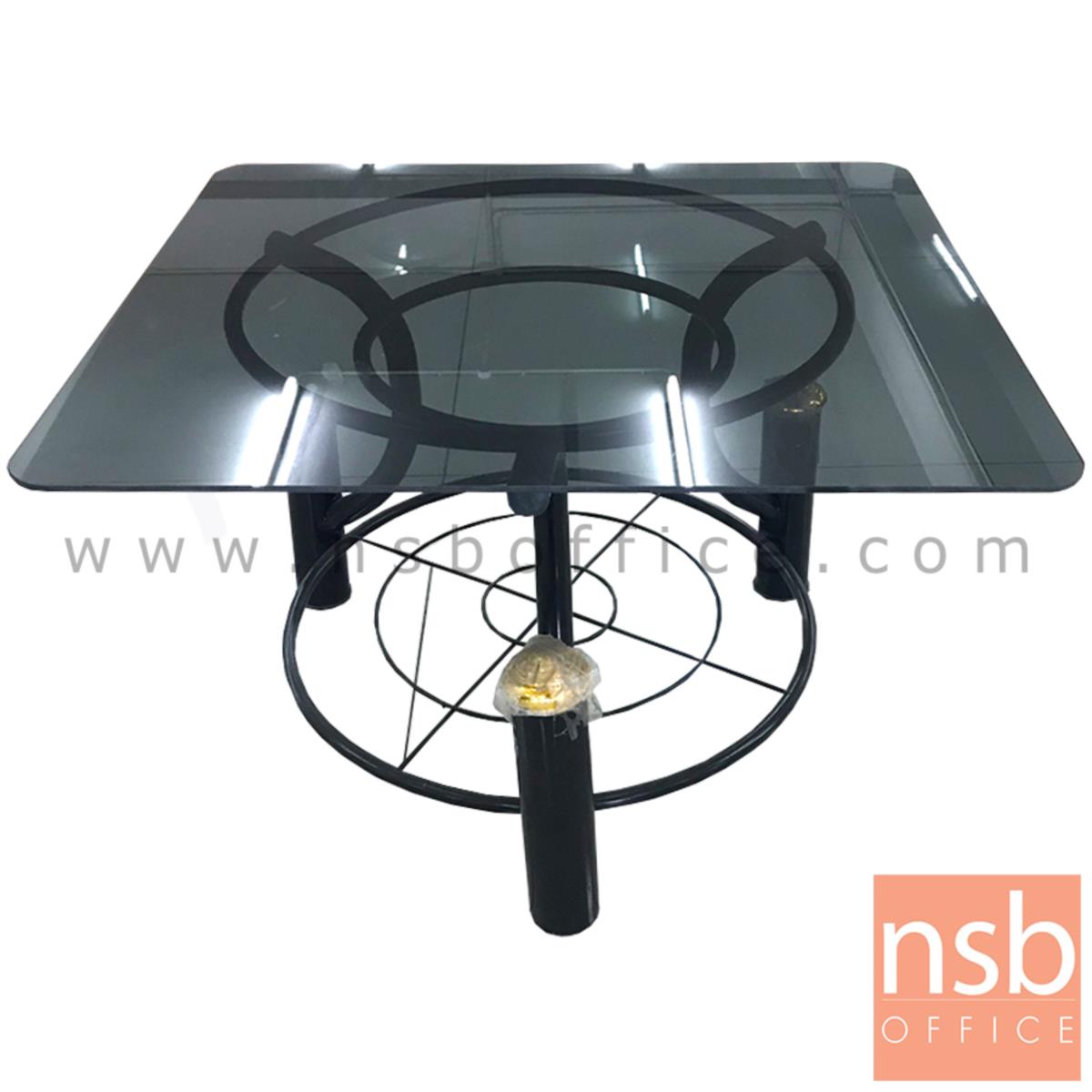 L01A140:โต๊ะเหลี่ยมโมเดิร์นกระจก  ขนาด 61W*38H cm. โครงขาดำ 