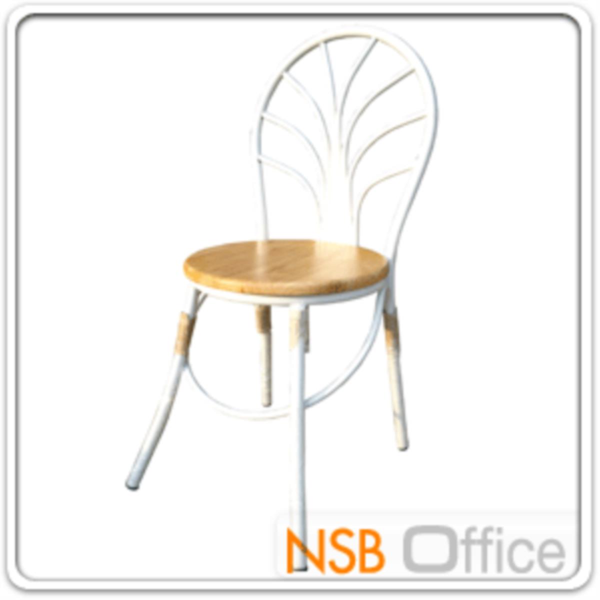 CL30375:เก้าอี้อเนกประสงค์หน้าไม้ยางสีธรรมชาติ Di37 cm. โครงเหล็กพ่นขาว (มีสต๊อก 22 ตัว)   