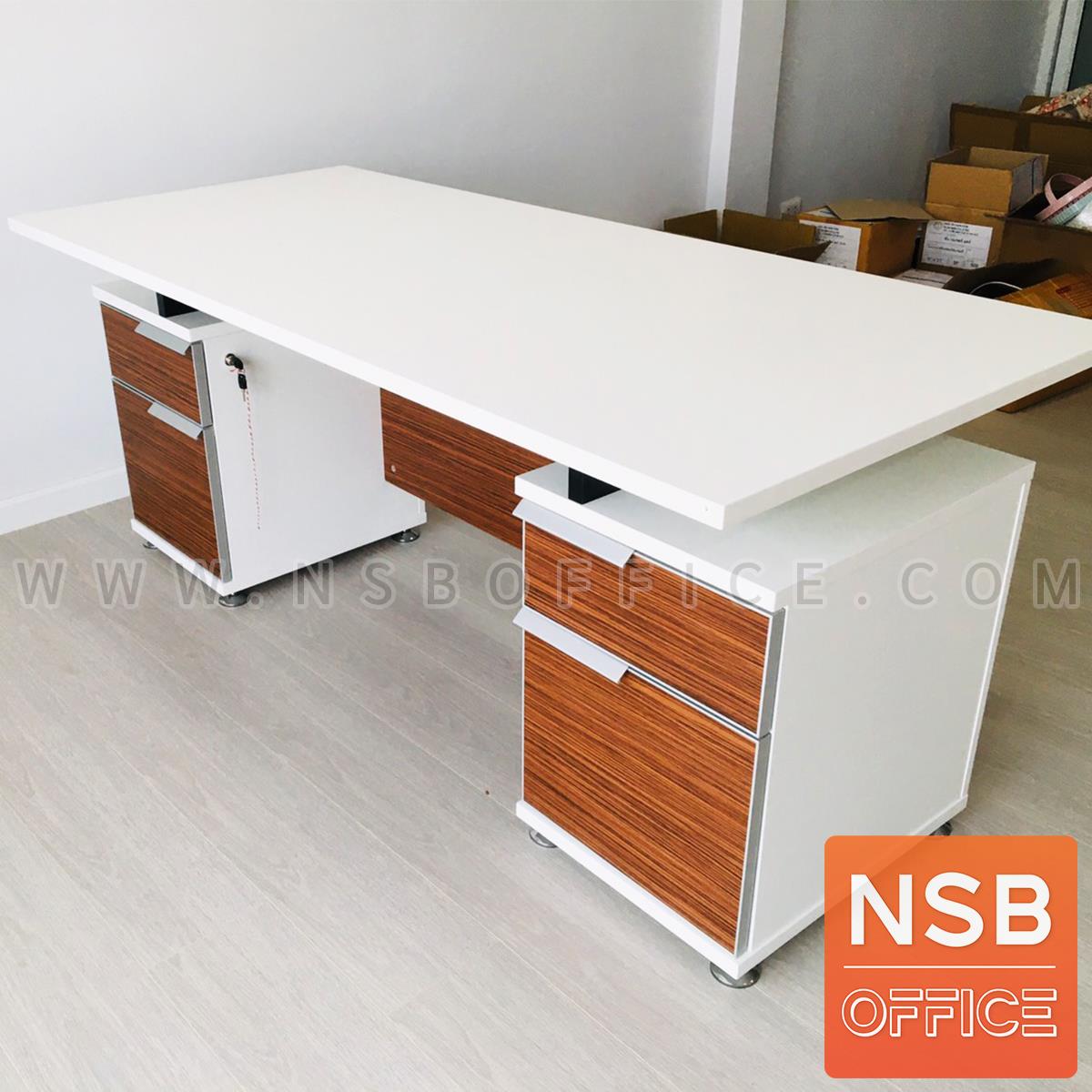 โต๊ะทำงาน 4 ลิ้นชัก  รุ่น Flabix (แฟล์บิกซ์) ขนาด 180W cm.  สีซีบราโน่-ขาว