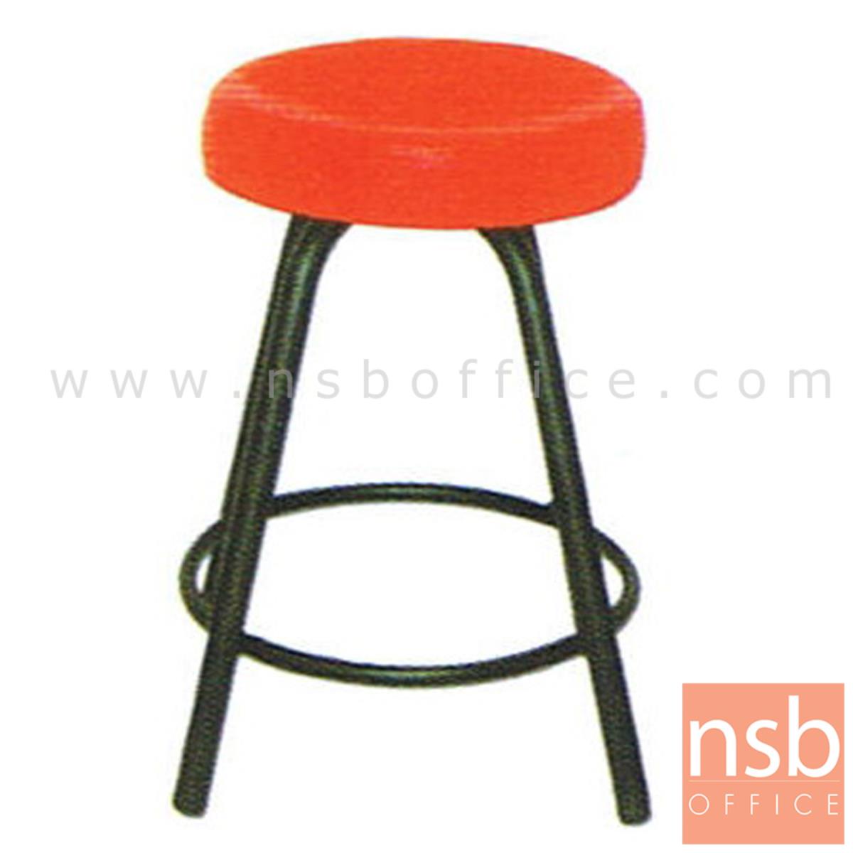 B09A013:เก้าอี้สตูลกลมที่นั่งหุ้มหนังเทียม รุ่นเหล็กหนาพิเศษ ขนาด 36Di*45H cm. ขาเหล็ก 