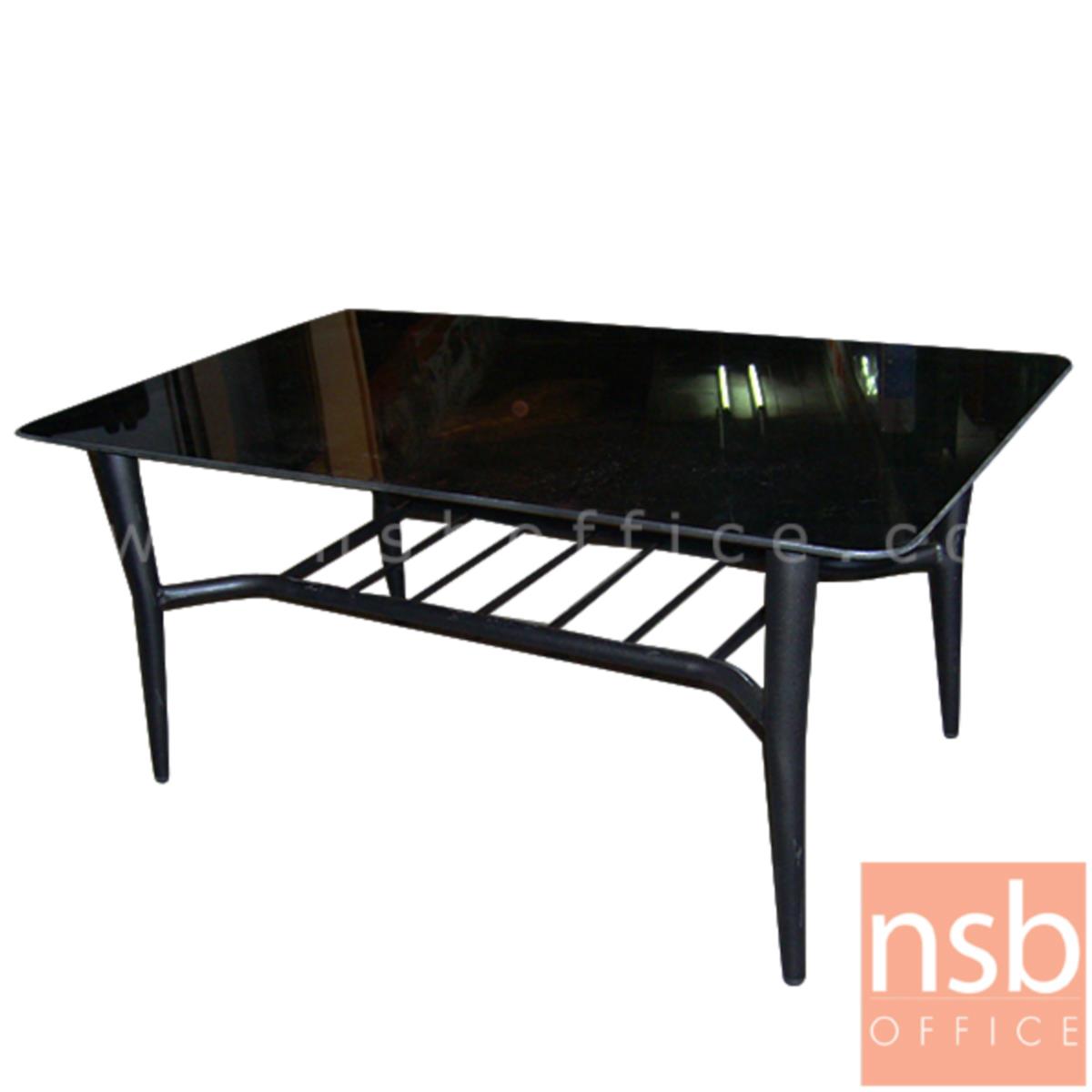 B13A126:โต๊ะกลางกระจกสีชาดำ   ขนาด 90W cm. พร้อมที่วางนิตยสารด้านล่าง