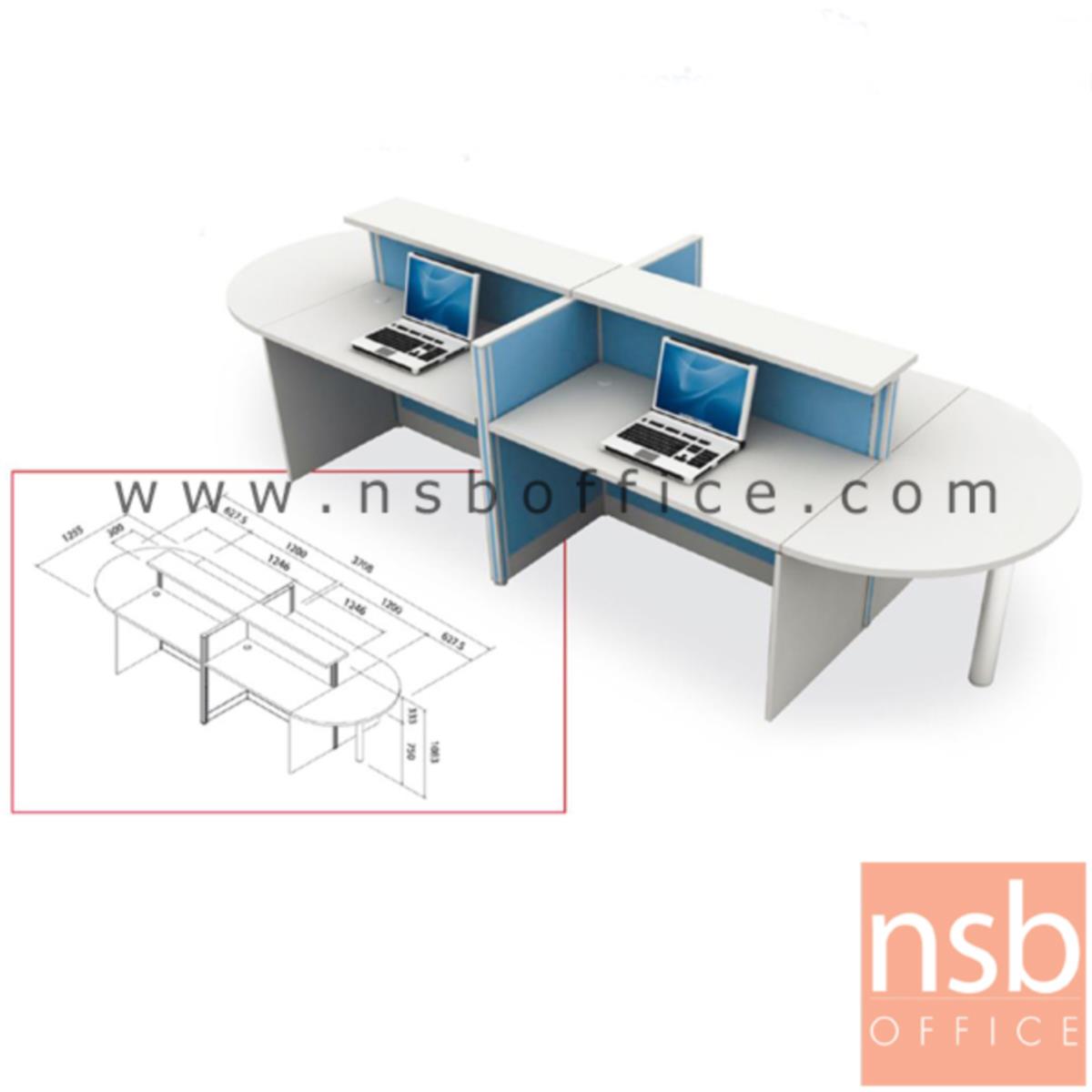 A04A048:ชุดโต๊ะทำงานกลุ่ม 4 ที่นั่ง    พร้อม partitionและโต๊ะวางของครึ่งวงกลม