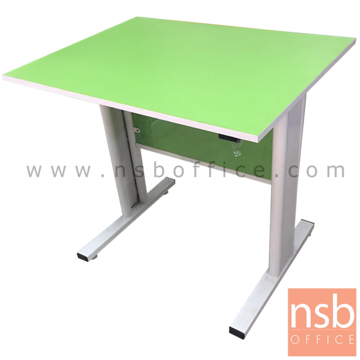 L10A120:โต๊ะทำงาน  ขนาด 80W*74H cm. ขาเหล็ก สีเขียว-ขาว