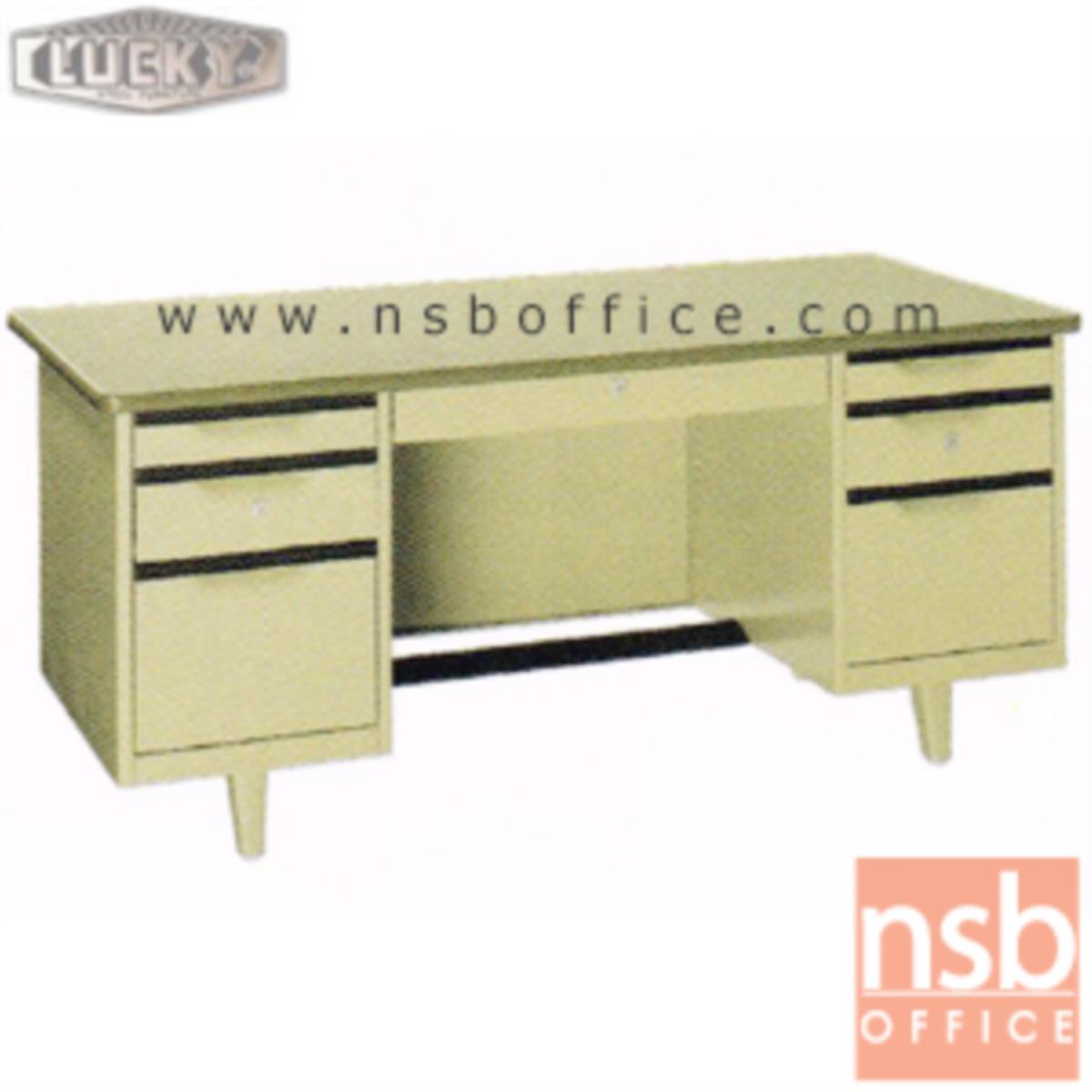 E28A105:โต๊ะทำงานเหล็กหน้าโฟเมก้า 7 ลิ้นชัก ยี่ห้อ Lucky  รุ่น TC-2654,TC-3060,TC-3472 