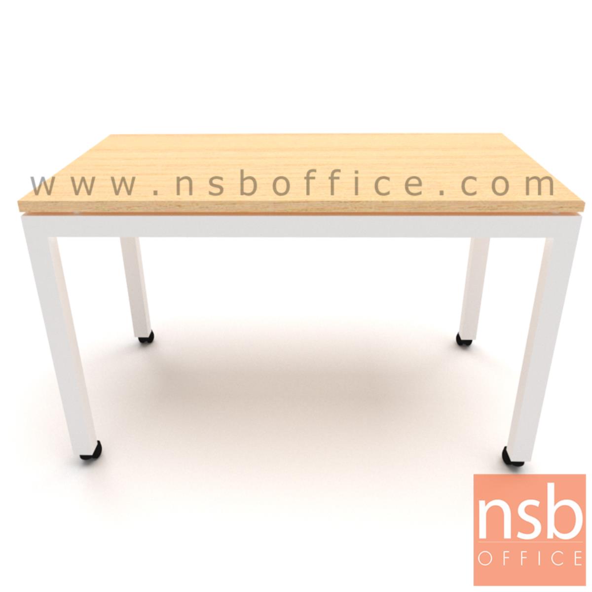 B30A044:โต๊ะโล่งล้อเลื่อน  ขนาด 60W, 70W, 120W, 140W cm.  เมลามีน ขาเหล็กพ่นสี ล้อเลื่อน