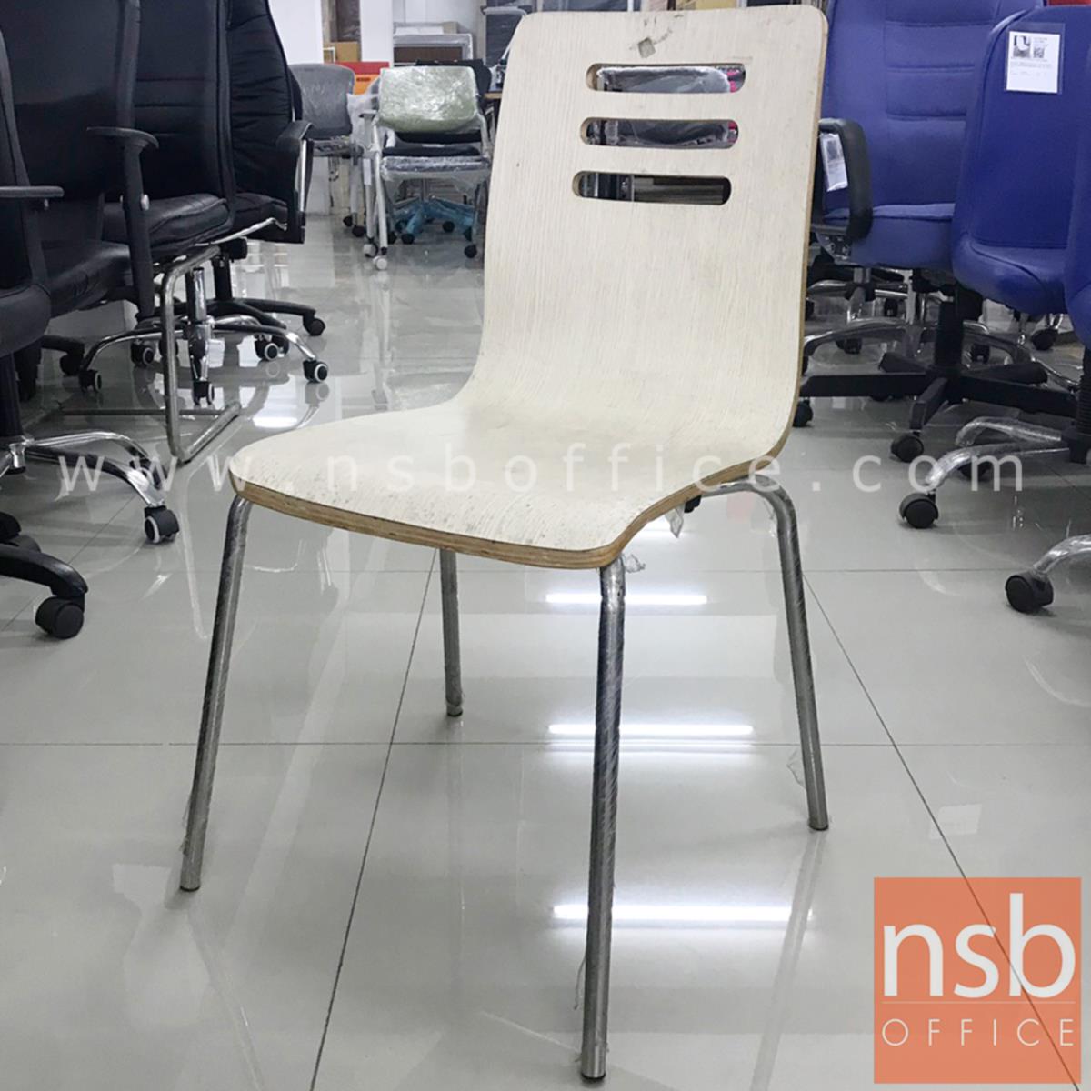 L02A010:เก้าอี้โมเดิร์นไม้  ขนาด 41W*82H cm.  ขาเหล็กชุบโครเมี่ยม (STOCK-1 ตัว)