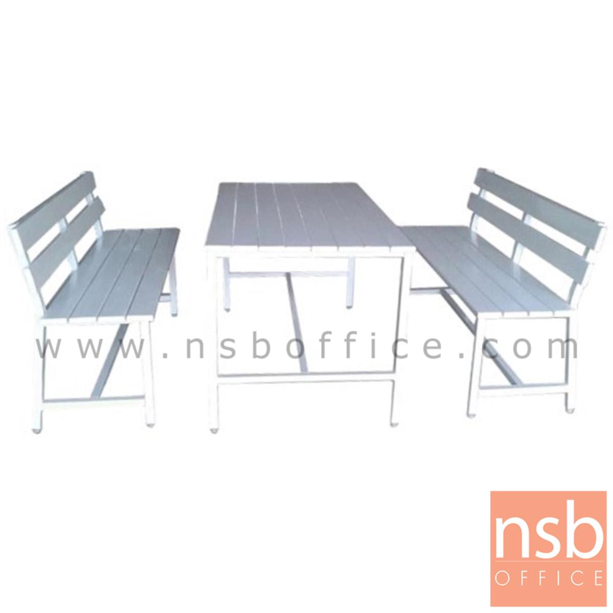 A17A074:โต๊ะโรงอาหารไม้พ่นสีขาว รุ่น NEWYORK (นิวยอร์ก) ขนาด 120W cm. ขาเหล็กเหลี่ยม