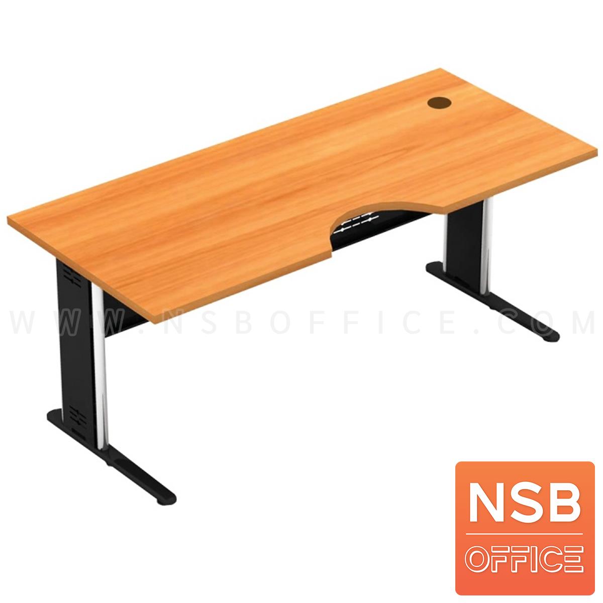 A06A038:โต๊ะผู้บริหารหน้าโค้งเว้า  รุ่น McShane ขนาด 180W cm. เมลามีน ขาตัวแอลโครเมียม