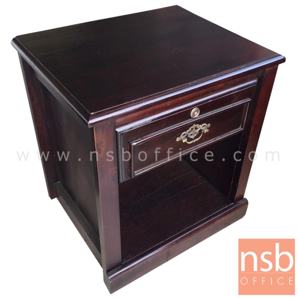 L10A173:ตู้ข้างเตียงไม้จริง 1 ลิ้นชัก 1 ช่องโล่ง  ขนาด 50W*55H cm. สีโอ๊ค