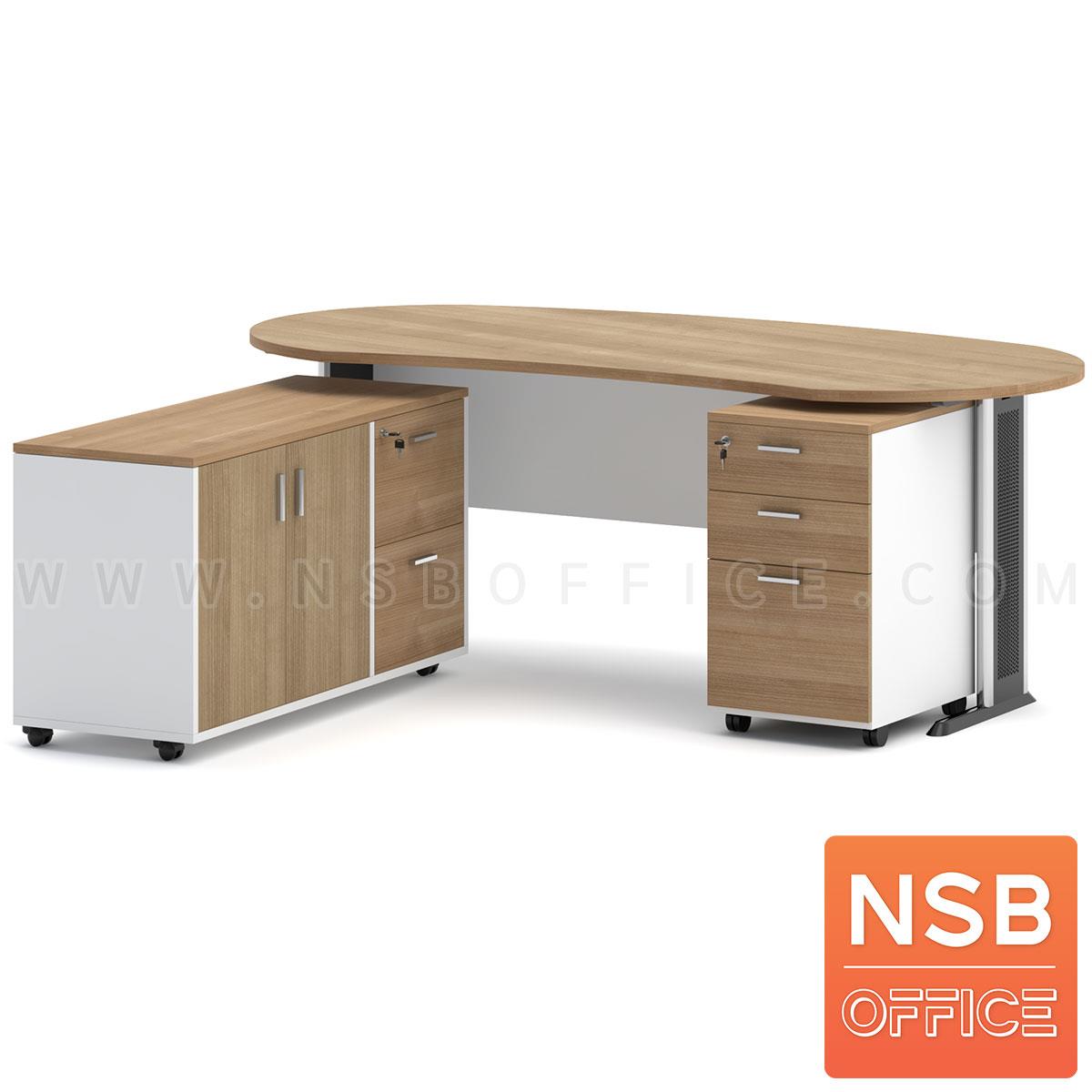 A30A049:โต๊ะผู้บริหาร รุ่น Bersches (เบอร์เชส) ขนาด 200W cm. พร้อมตู้ข้างและลิ้นชักล้อเลื่อน