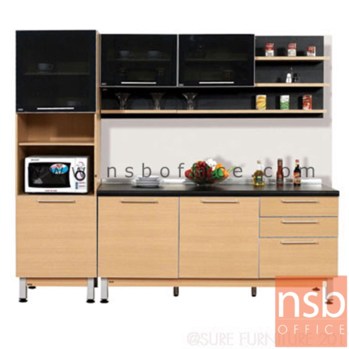 K02A014:ชุดตู้ครัวสีบีทดำ 240W cm. รุ่น STEP-142 (สำหรับครัวเปียกและครัวแห้ง) 
