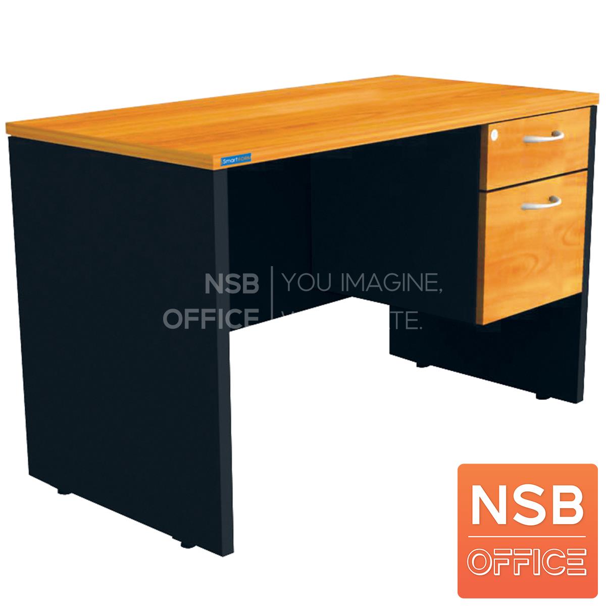 โต๊ะทำงาน 2 ลิ้นชัก รุ่น Nilsson (นิลส์ซัน) ขนาด 120W*60D*75H cm. เมลามีน สีเชอร์รี่ดำ