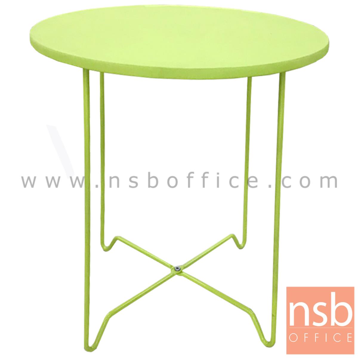 โต๊ะกลมโมเดิร์นสีเขียว  ขนาด 40Di*46H cm. ขาเหล็ก