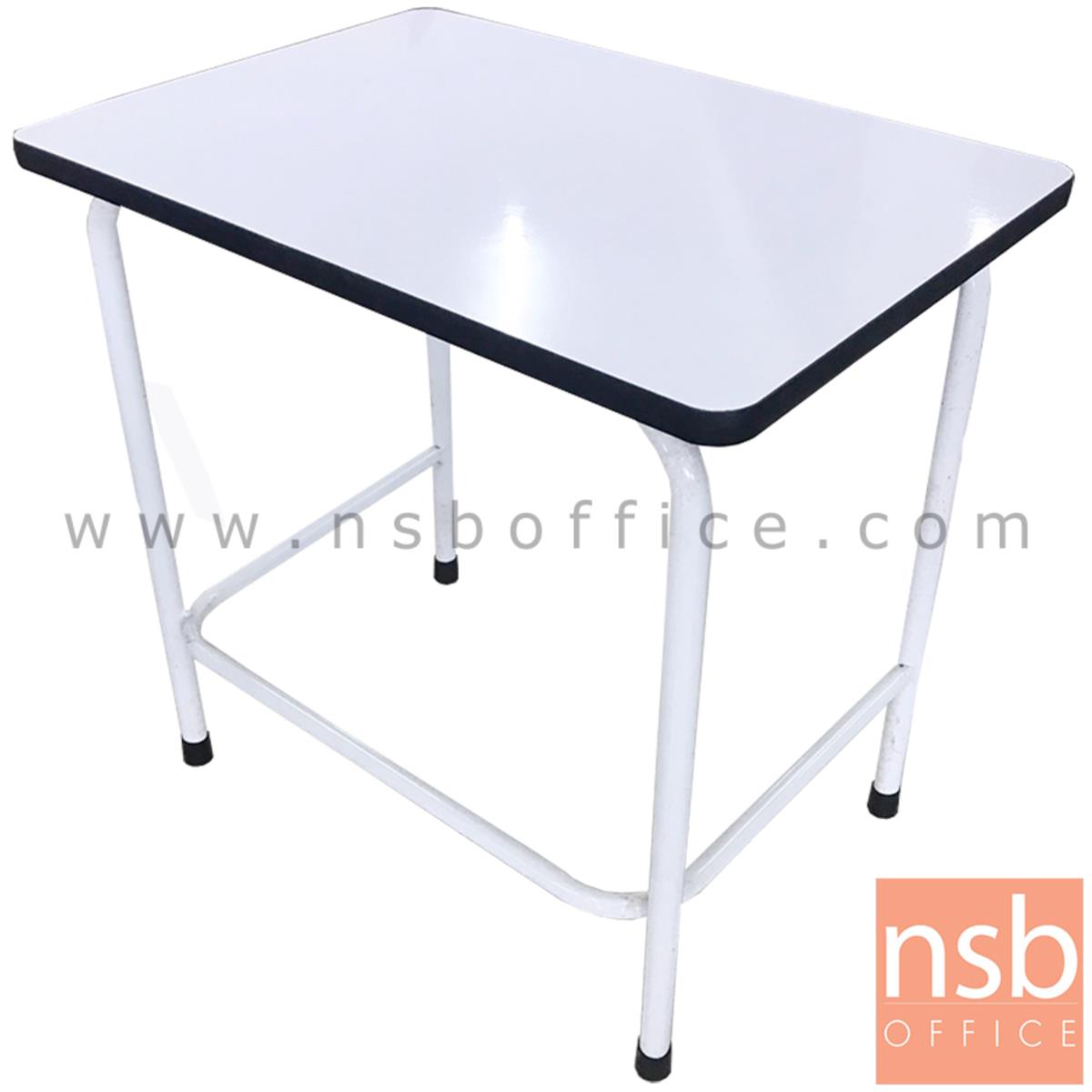 L01A137:โต๊ะเหลี่ยมหน้าโฟเมก้า  ขนาด 51W*50H cm. ขาสีขาว 