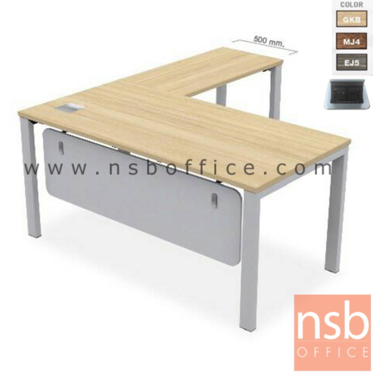 A16A066:โต๊ะทำงานตัวแอล   ขนาด 160W cm. พร้อมป๊อปอัพ ขาเหล็ก