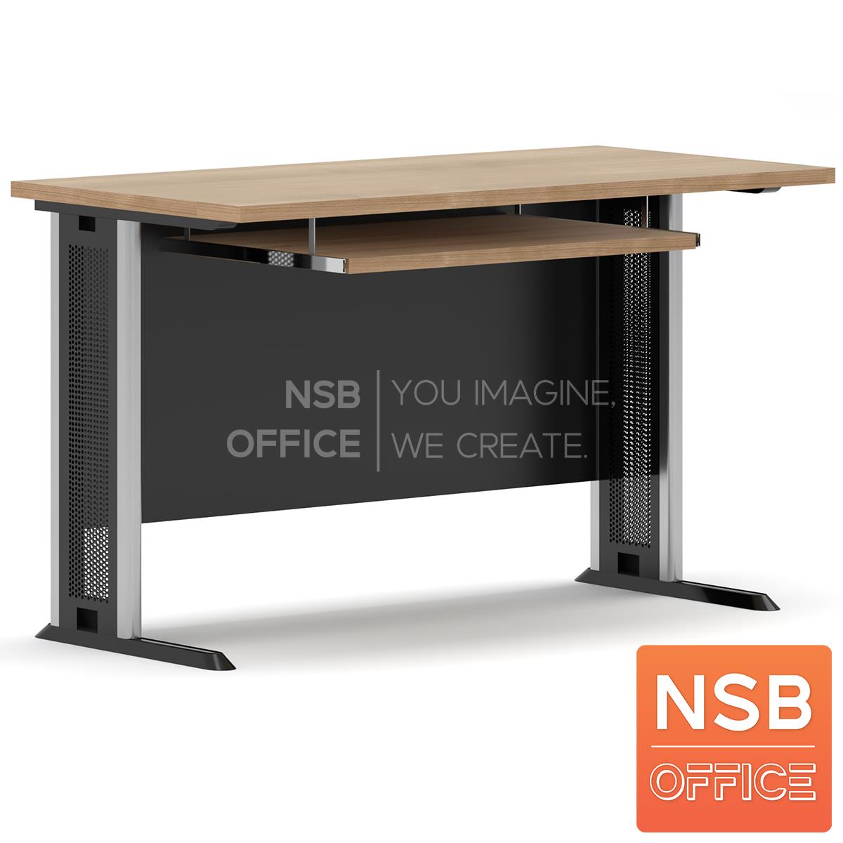 โต๊ะทำงาน บังโป๊ไม้ รุ่น Novem (โนเวม) ขนาด 60D, 75D, 80D cm. ขาเหล็กตัวแอล พร้อมรางคีย์บอร์ด