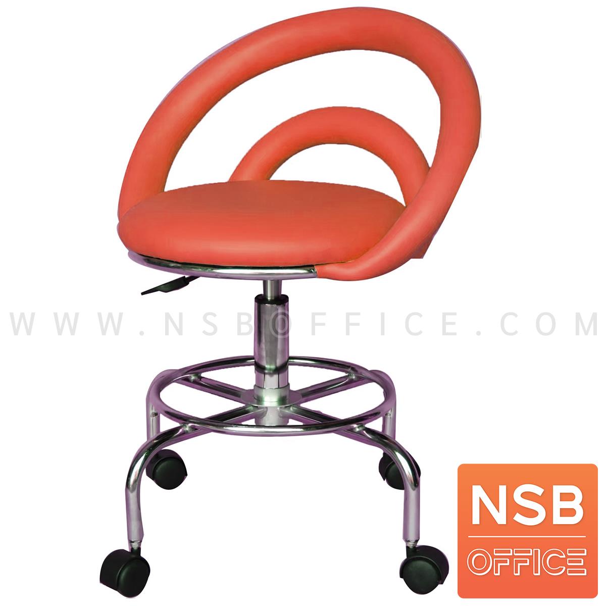 B09A104:เก้าอี้บาร์สตูลที่นั่งกลมล้อเลื่อน รุ่น Rio (ริโอ้)  โช๊คแก๊ส ขาเหล็กชุบโครเมี่ยม