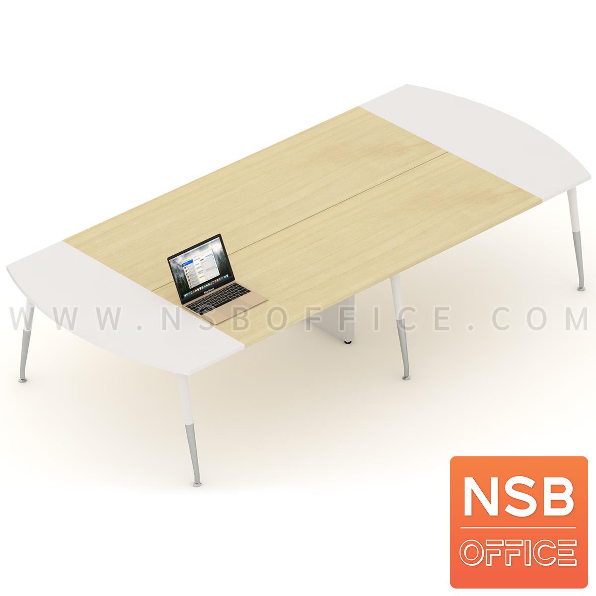 A05A168:โต๊ะประชุมหัวโค้ง ขาปลายเรียว ลึก 150 cm.  ขากลางมีกล่องนำสายไฟ