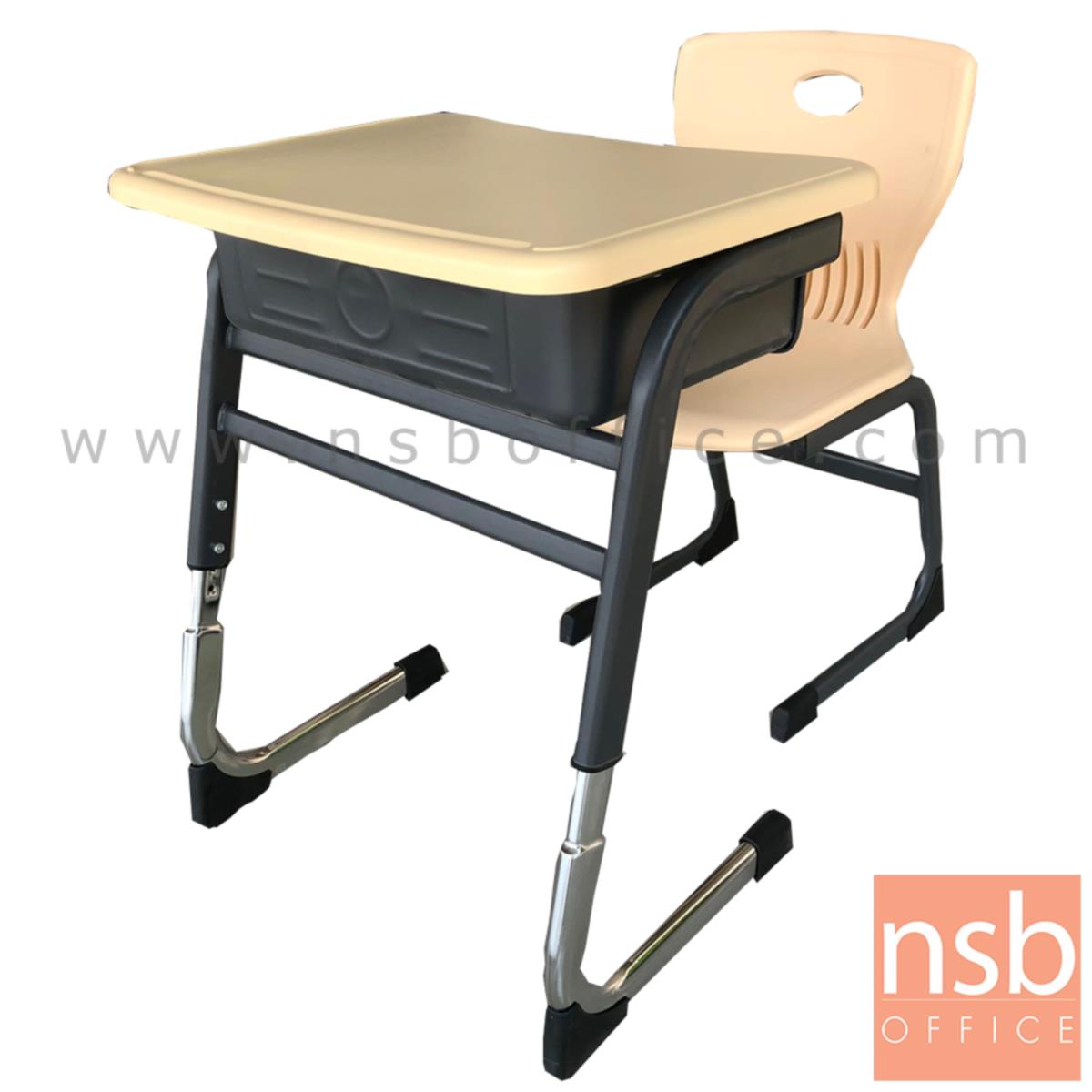A17A092:ชุดโต๊ะและเก้าอี้นักเรียน รุ่น Hannah (แฮนน่า) ขาเหล็ก ปรับระดับได้  มีวางดินสอและที่กันตก