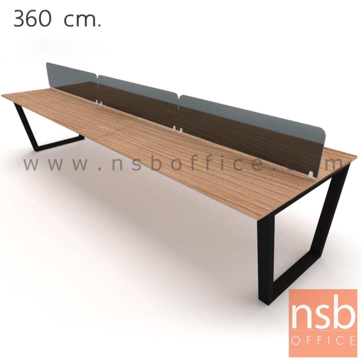 ชุดโต๊ะทำงานกลุ่ม   4 ,6 ที่นั่ง ขนาด 240W ,360W cm.  พร้อมมิสกรีนกระจกสีดำ ขาเหล็กทรงคางหมู