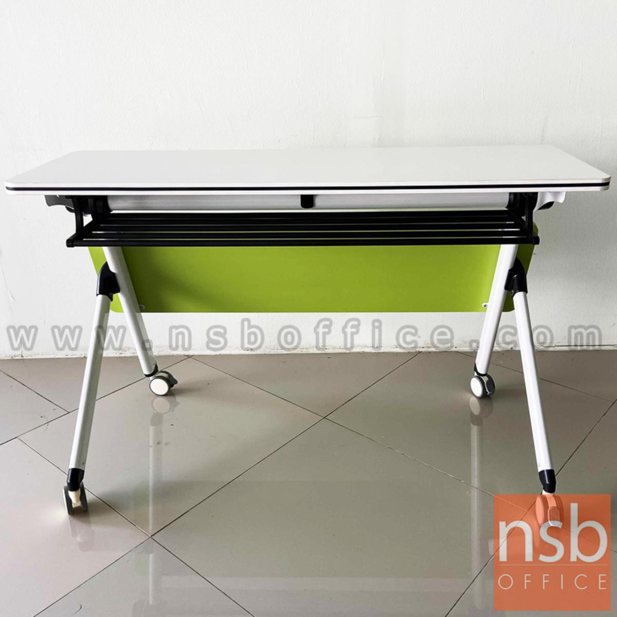 โต๊ะสัมมนาเล็ก มีบังตา พับได้ล้อเลื่อน รุ่น BRINE ขนาด 120W*40D cm. 