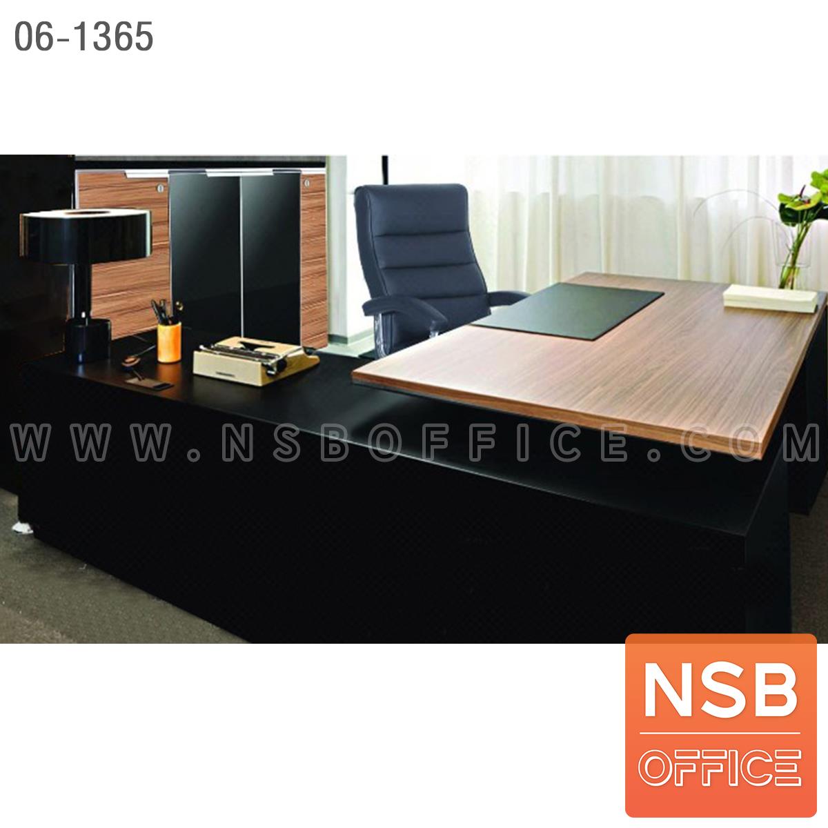 SETA005:เซ็ตโต๊ะทำงานตัวแอล สีวอลนัท-ดำ รุ่น Blackwalnut (แบล็ควอลนัท)  พร้อมตู้เก็บเอกสาร เก้าอี้ (รวม 4 ชิ้น)