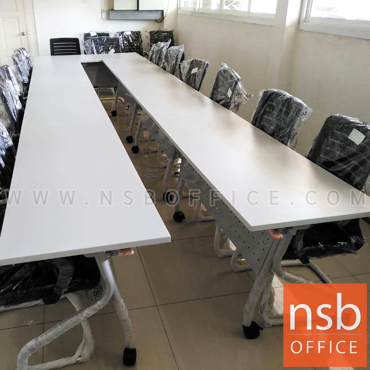 โต๊ะประชุมพับเก็บได้ล้อเลื่อน รุ่น Ribbinston (ริบบินส์ตัน) ขนาด 120W, 150W, 180W cm.  โครงขาเหล็ก ลูกล้อใหญ่พิเศษ